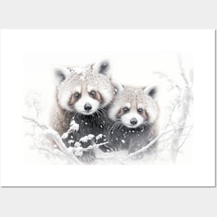 Red Panda Animal Discovery Wild Nature Ink Sketch Style Posters and Art